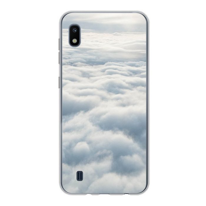 MuchoWow Handyhülle Bild eines bewölkten Himmels aufgenommen aus einem Flugzeug Handyhülle Samsung Galaxy A10 Smartphone-Bumper Print Handy