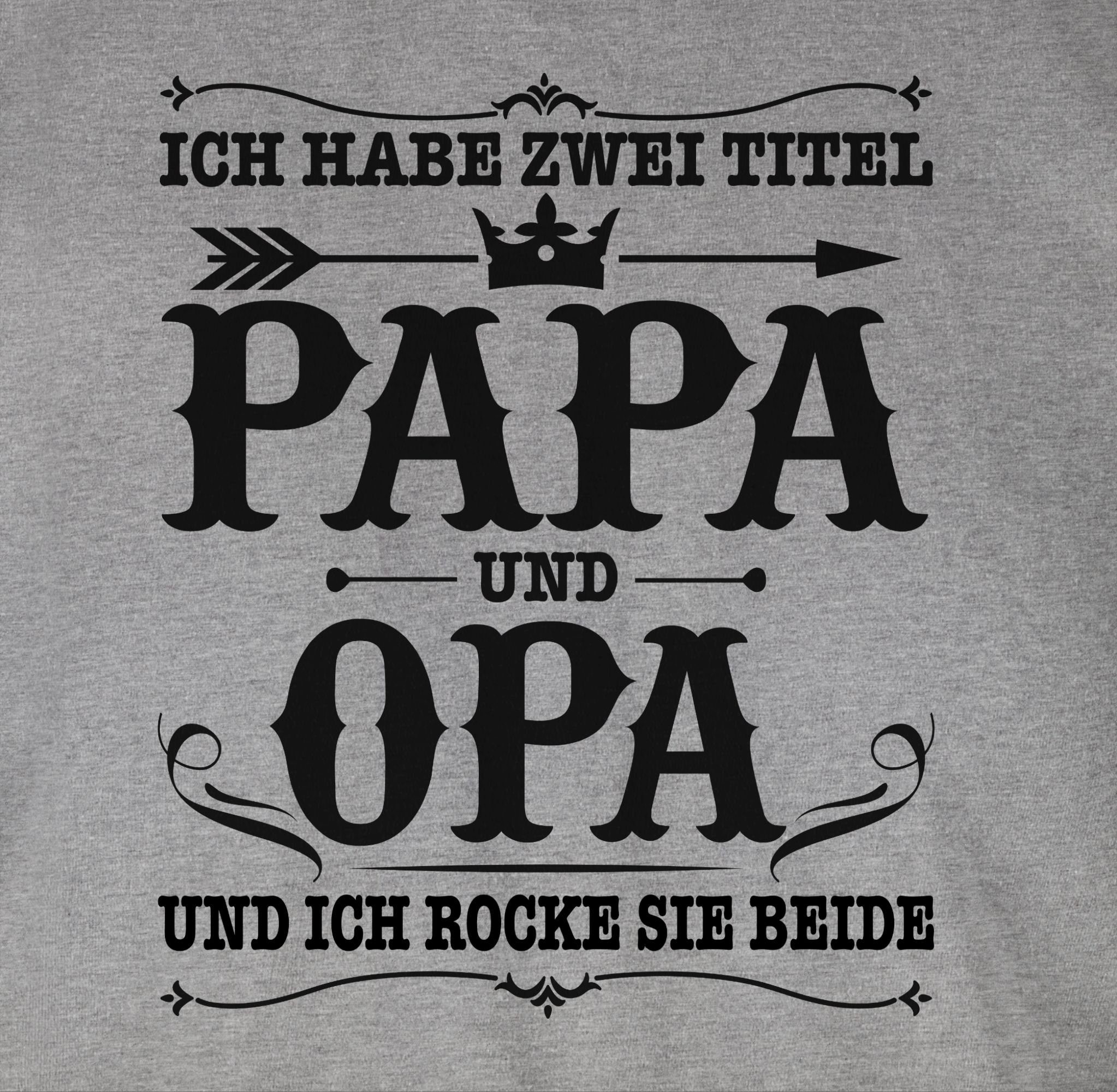 Shirtracer Papa habe Titel meliert Geschenk zwei Opa 02 für T-Shirt Vatertag Ich Grau und Papa