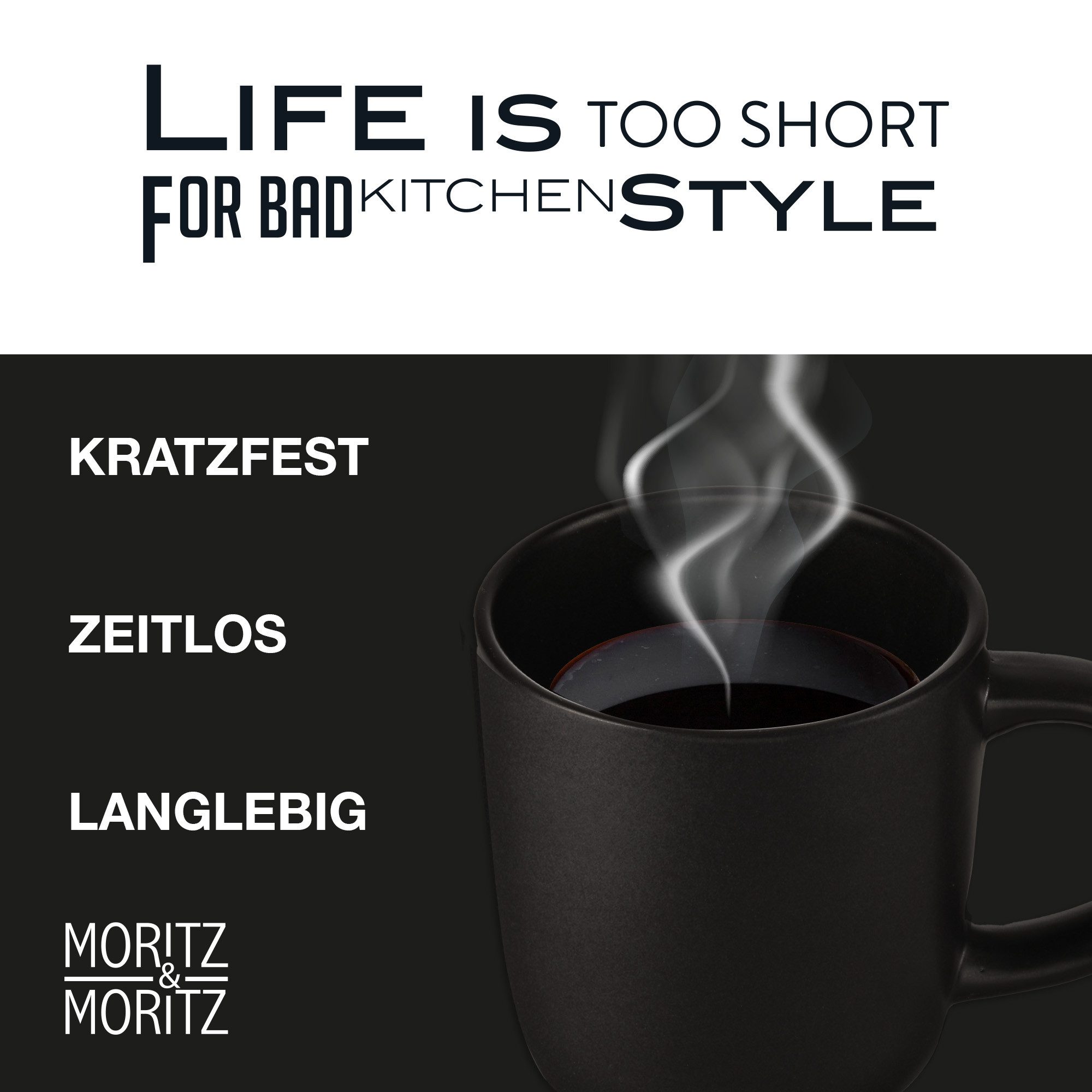 Moritz & Moritz Tasse 12tlg NORDIC Schwarz, 12-tlg., Steinzeug, für 12 Personen - spülmaschinen- und mikrowellengeeignet