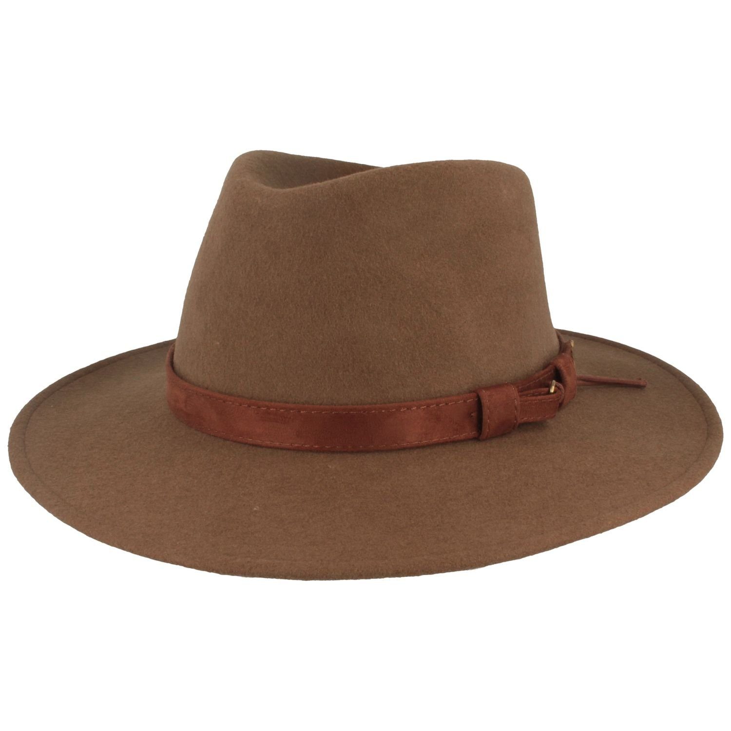 Breiter Filzhut rollbar aus Wollfilz mit Fransen günstig online kaufen