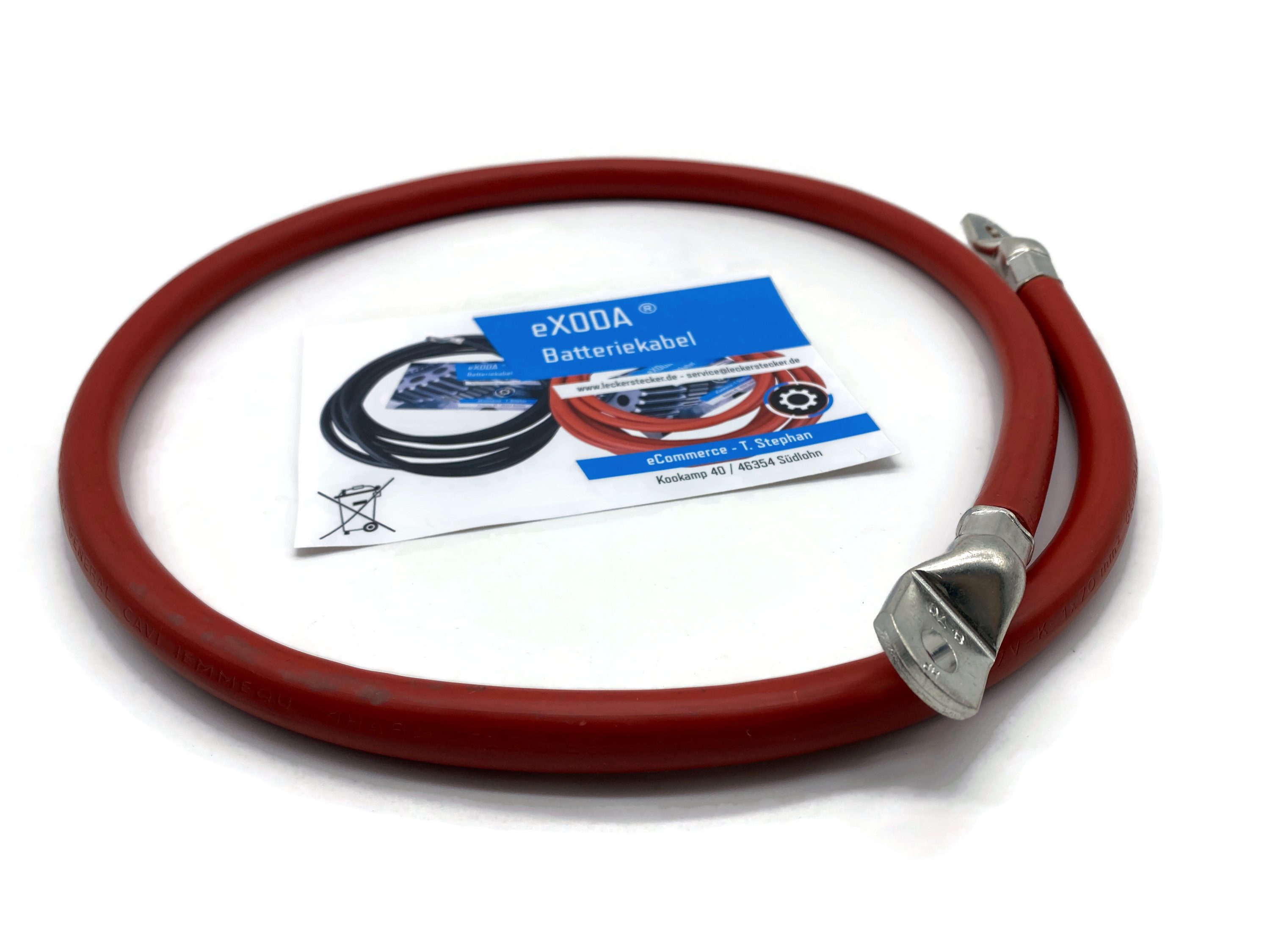 eXODA 70 mm2 M8 M8 Batteriekabel, Rot, (100 cm), 99% Kupfer