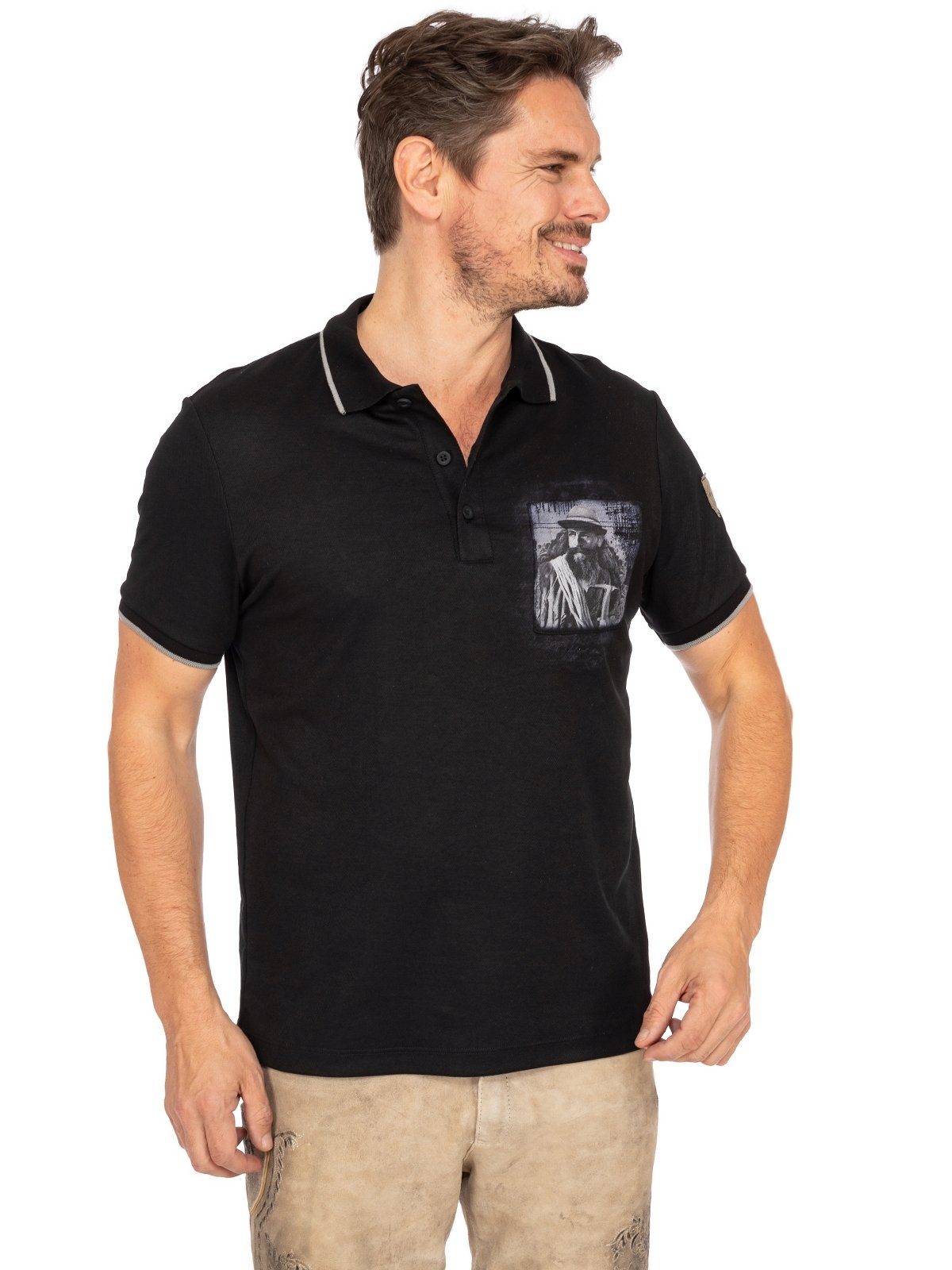 T-Shirt Almgwand schwarz PUTZENTALALM Trachtenshirt