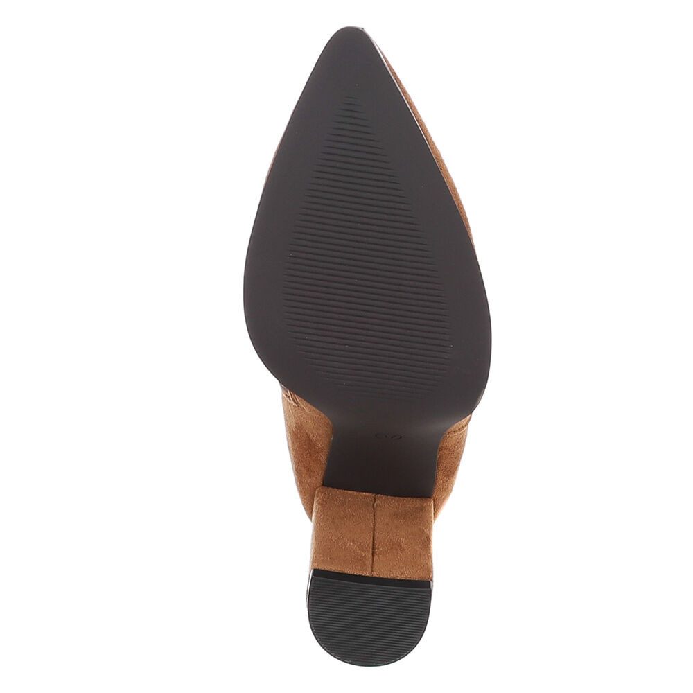 Ital-Design Elegante Damen Boots mit Blockabsatz für Freizeit und Events High-Heel-Stiefel (90851775) Blockabsatz Stiefel in Camel