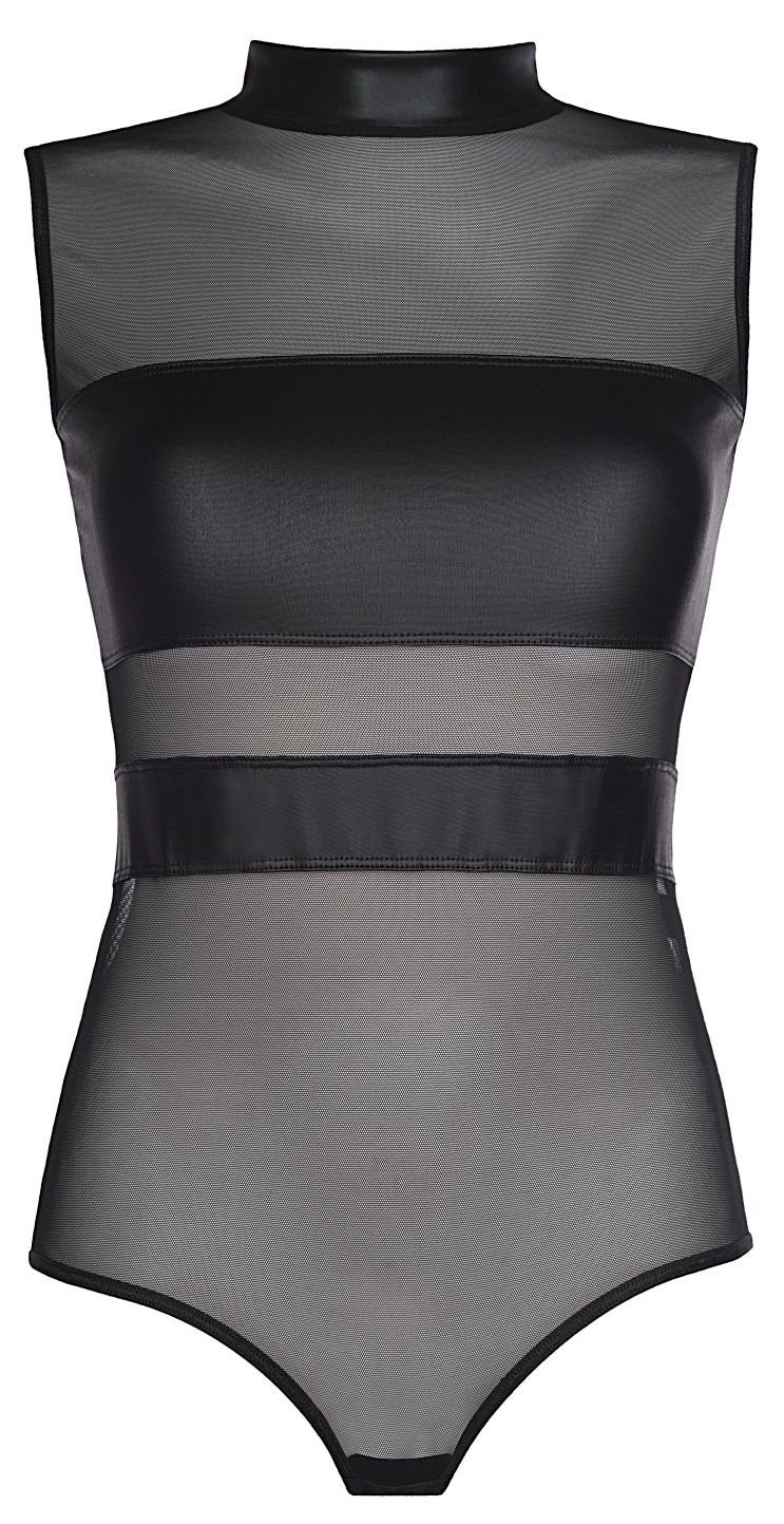 Axami Body Body transparent schwarz Latexlook ärmellos aus Tüll