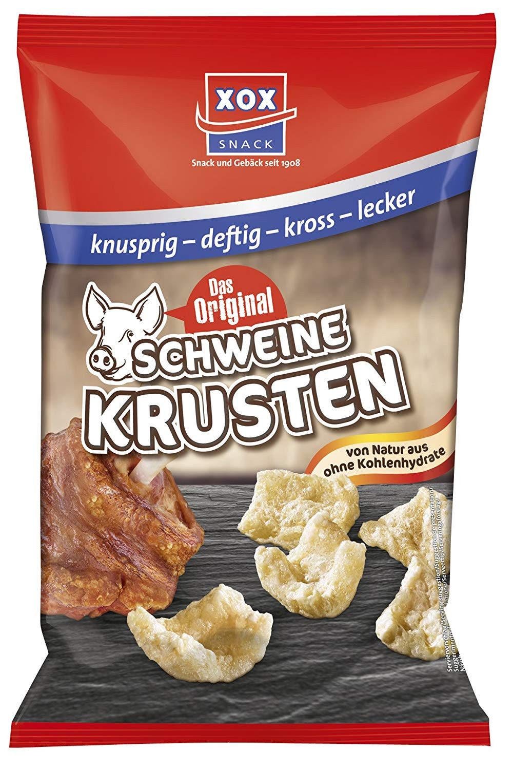 XOX Knabberei, XOX Schweinekrusten in frittierte Schweineschwarten 100g 5er Pack