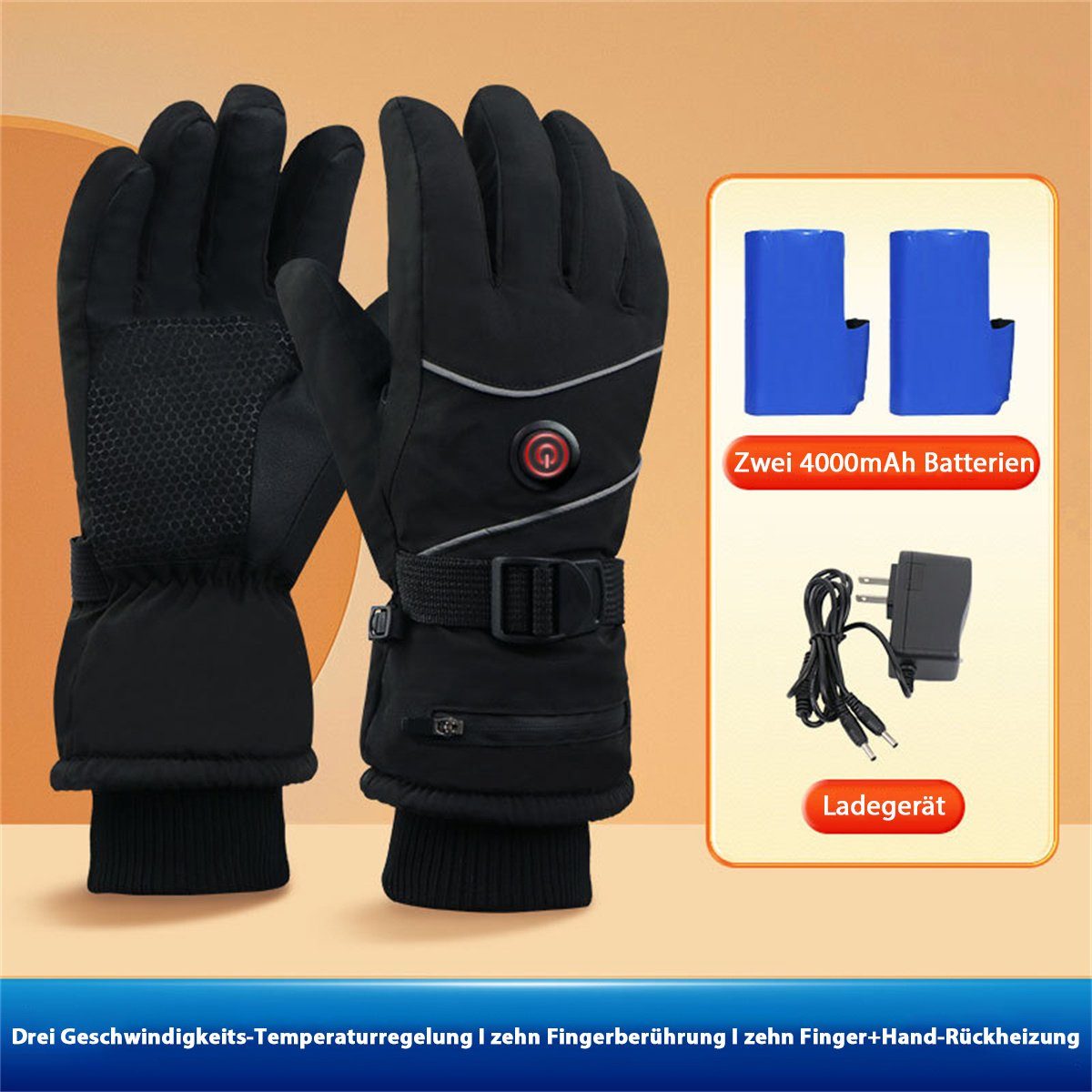 carefully drei Reithandschuhe Warme Einstellungen mit Winter Touchscreen-Heizhandschuhe für selected den