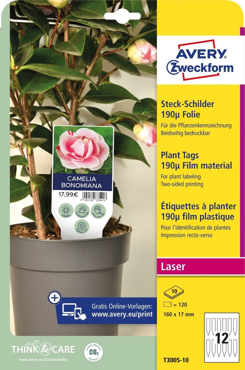 Thumbnail - Avery Zweckform Etiketten Steck-Schilder Folie 100x20 mm VE=120 Stück / 10 Bögen.