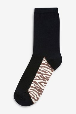 Next Kurzsocken Fußbett-Socken mit Animal-Print, 5er-Pack (5-Paar)