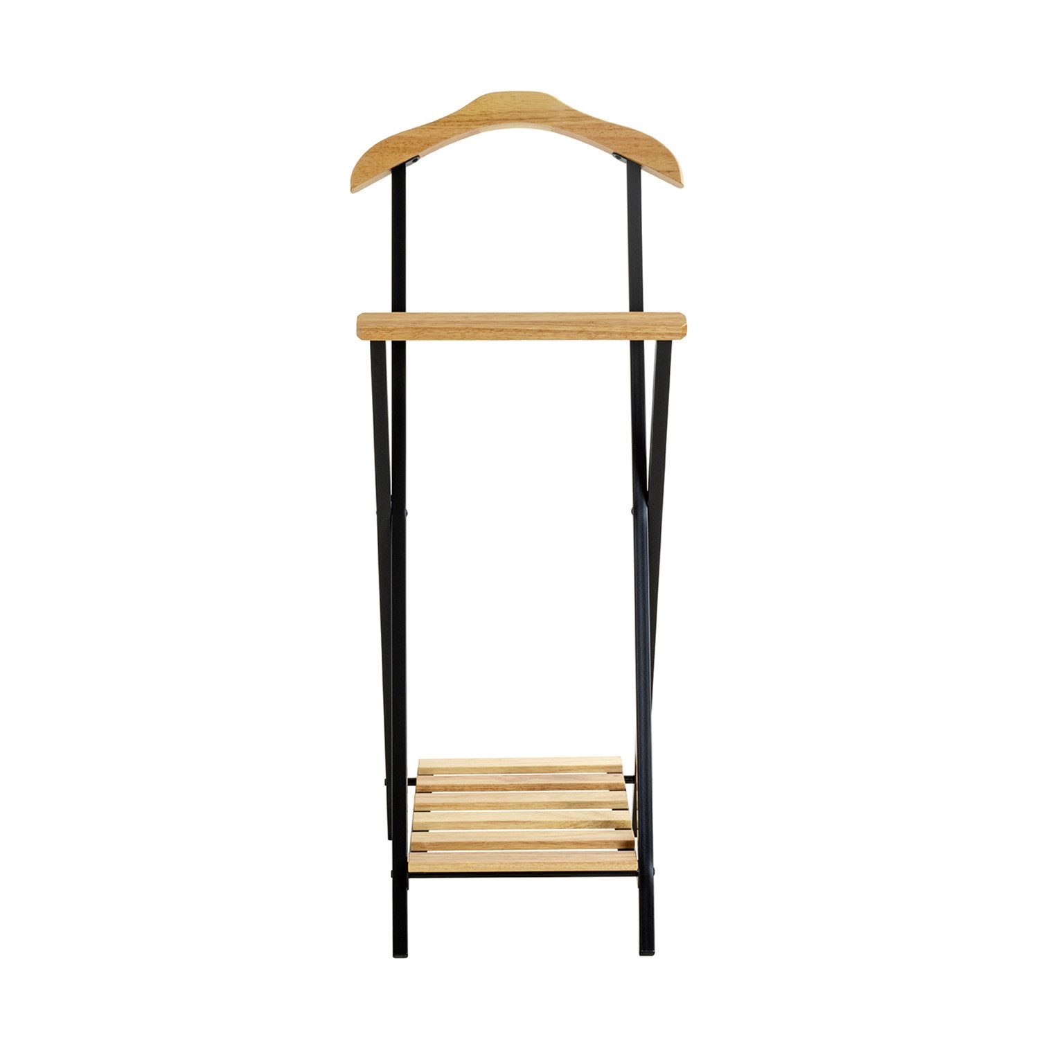 HAKU Herrendiener LINDA Kleiderständer - natur-schwarz - Massivholz, Metall - H. 110cm, (1xHerrendiener, Stummer Diener - Herrenständer), Kleiderständer - Kleiderhalter - Anzugständer - Garderobenständer