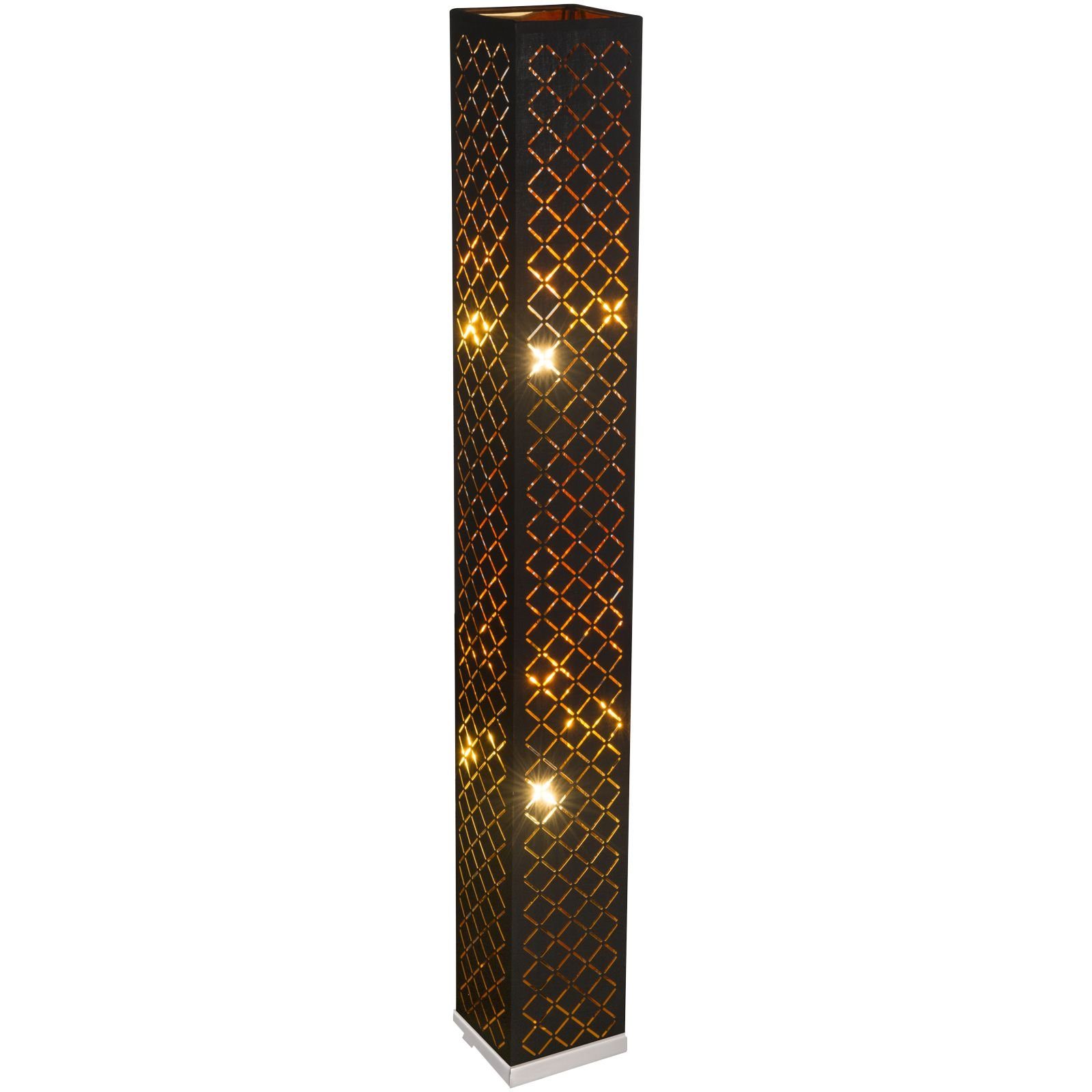 GLOBO LIGHTING Stehlampe Stehlampe Wohnzimmer Stehleuchte schwarz Blatt gold Textil Dekor