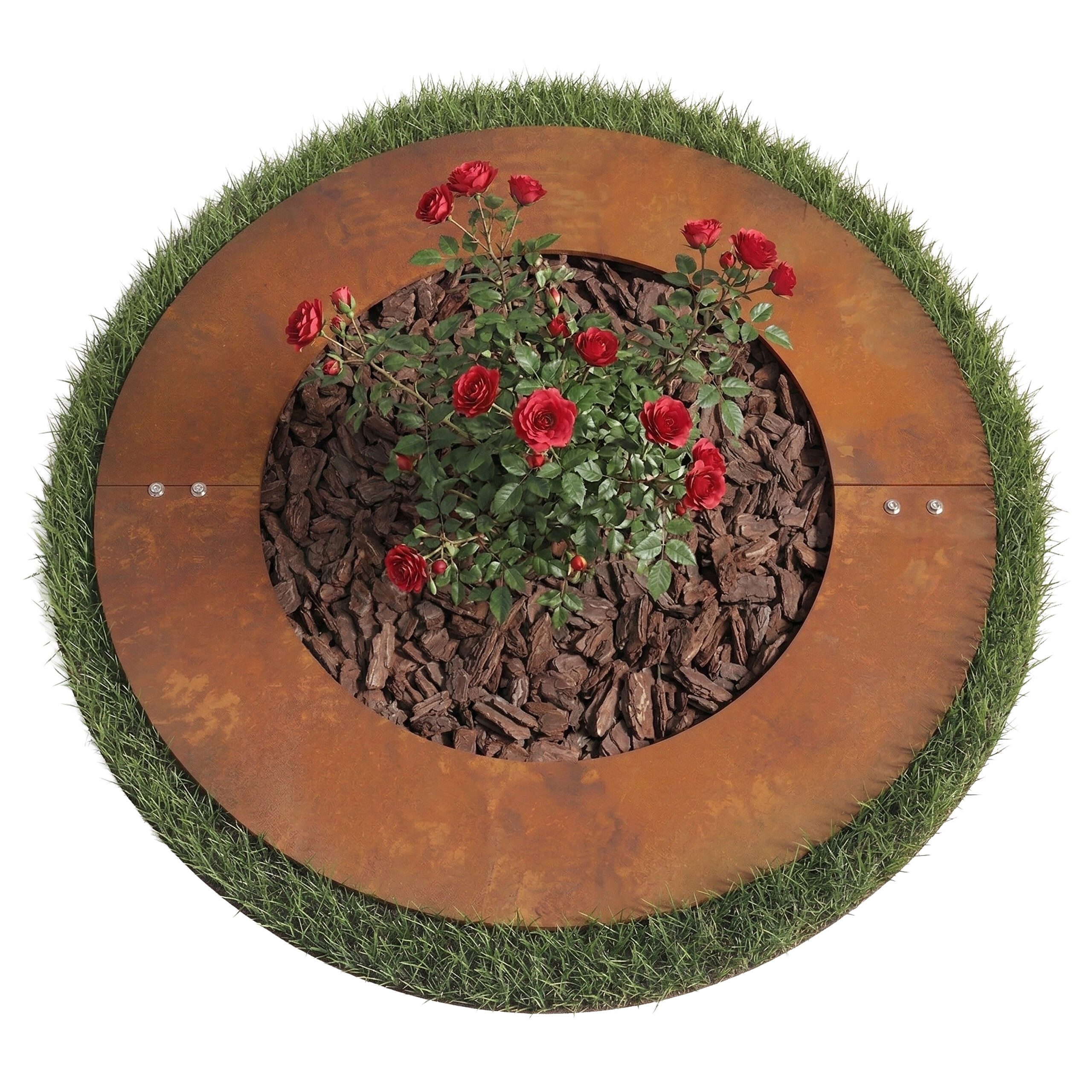 relaxdays Rasenkante Flacher Baumring aus Cortenstahl, 50 cm