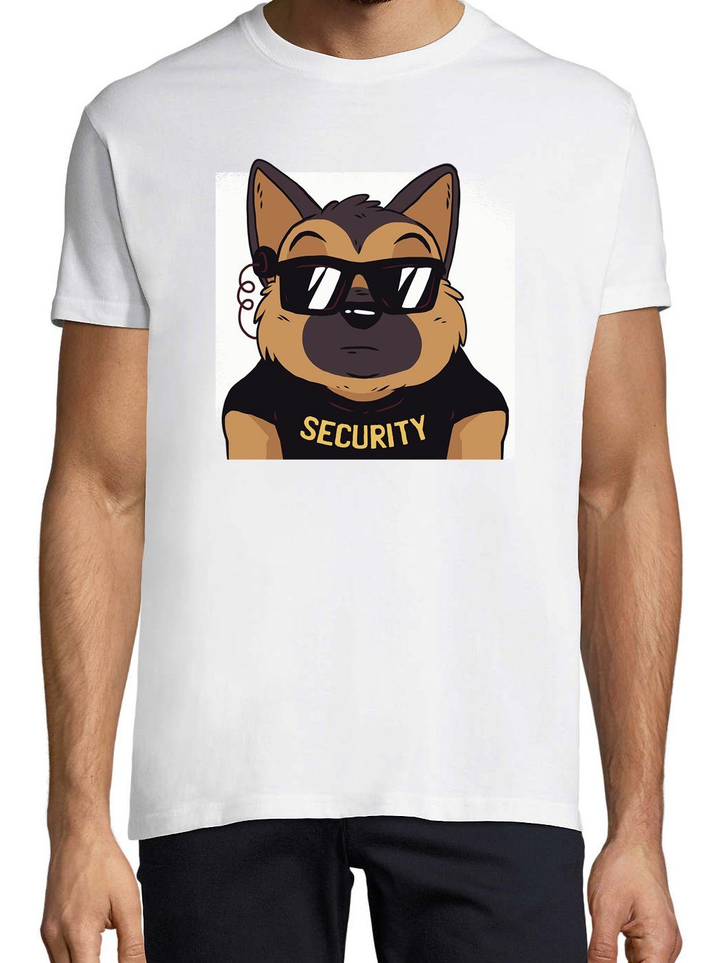 Youth Designz T-Shirt Dog Security mit Weiß Frontprint Herren trendigem Shirt
