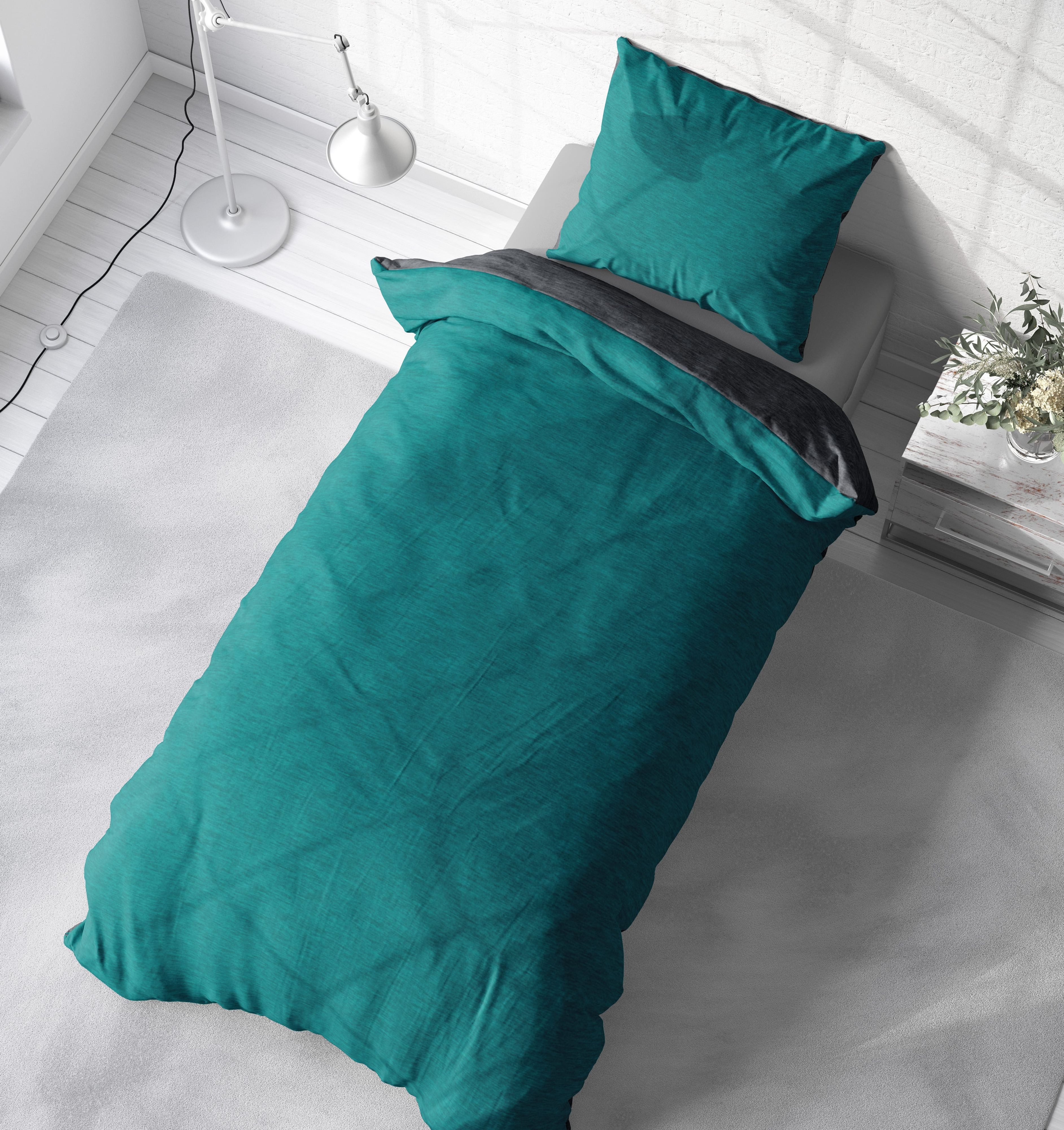 One Home Bettwäsche Wende Melange, Flanell, 2 teilig, meliert, Baumwolle kuschelig warm weich Biber Winter – Bild 4 von 5
