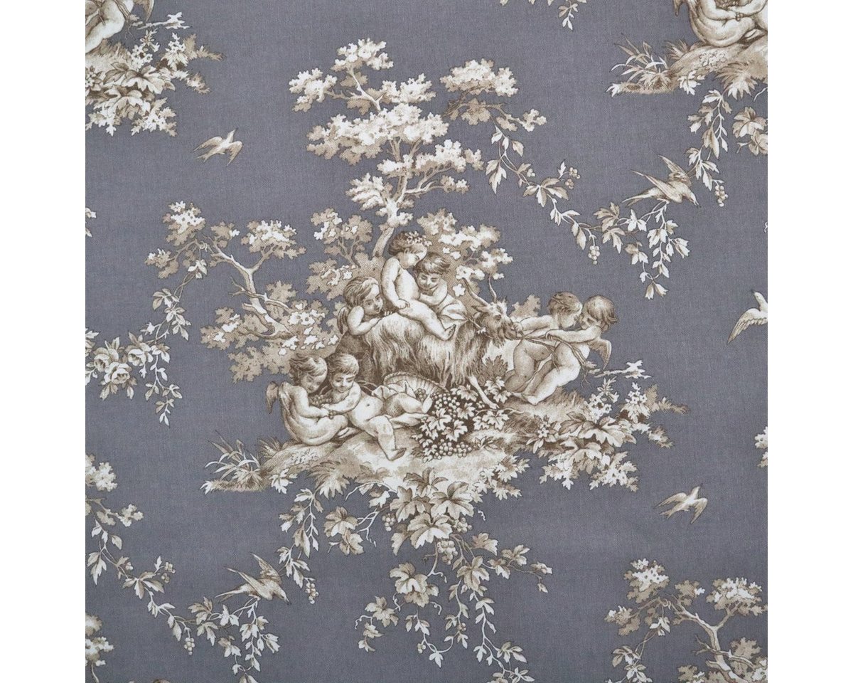 Thumbnail - Stofferia Stoff Dekostoff Toile de Jouy Angelote Dunkelgrau - Höhe 280 cm, Meterware
