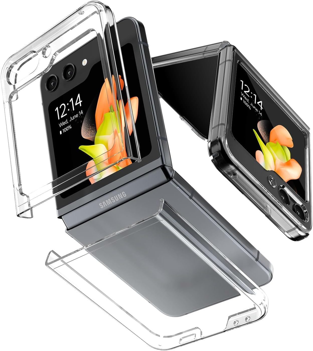 Baker Handyhülle Für Samsung Galaxy Z Flip 3, 4, 5 Transparente Schutzhülle, Anti-Kratzer Rückseite Hülle