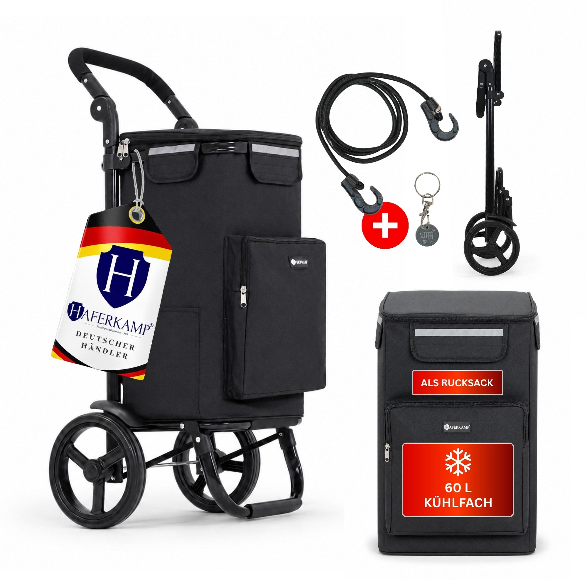 PROREGAL® Einkaufstrolley Klappbarer Einkaufstrolley TRAGINO 3-in1 Einkaufswagen