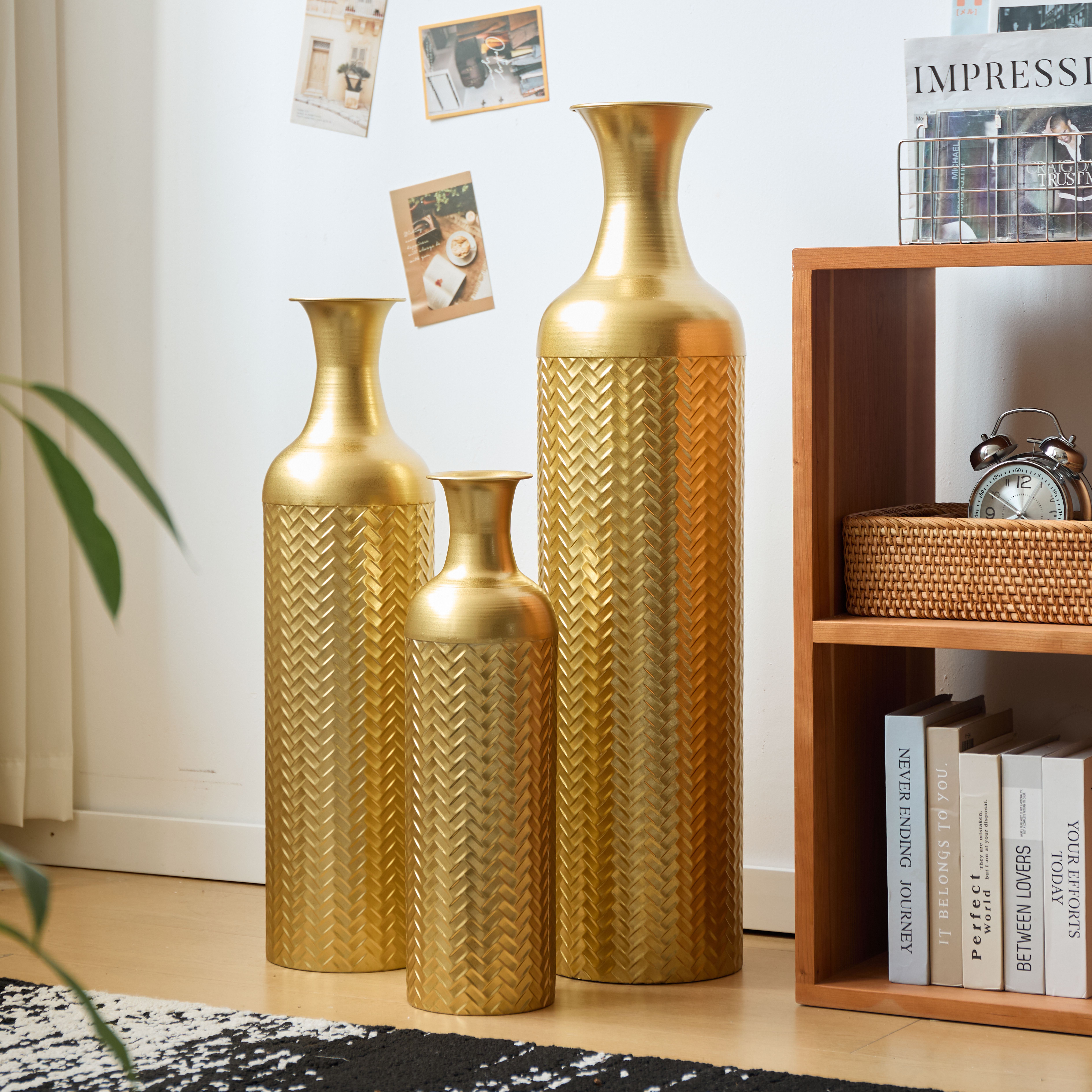 BlingBin Bodenvase Deko-Bodenvase, 83/65/50 cm Hohes Metall-Set Dekovase (3 günstig online kaufen