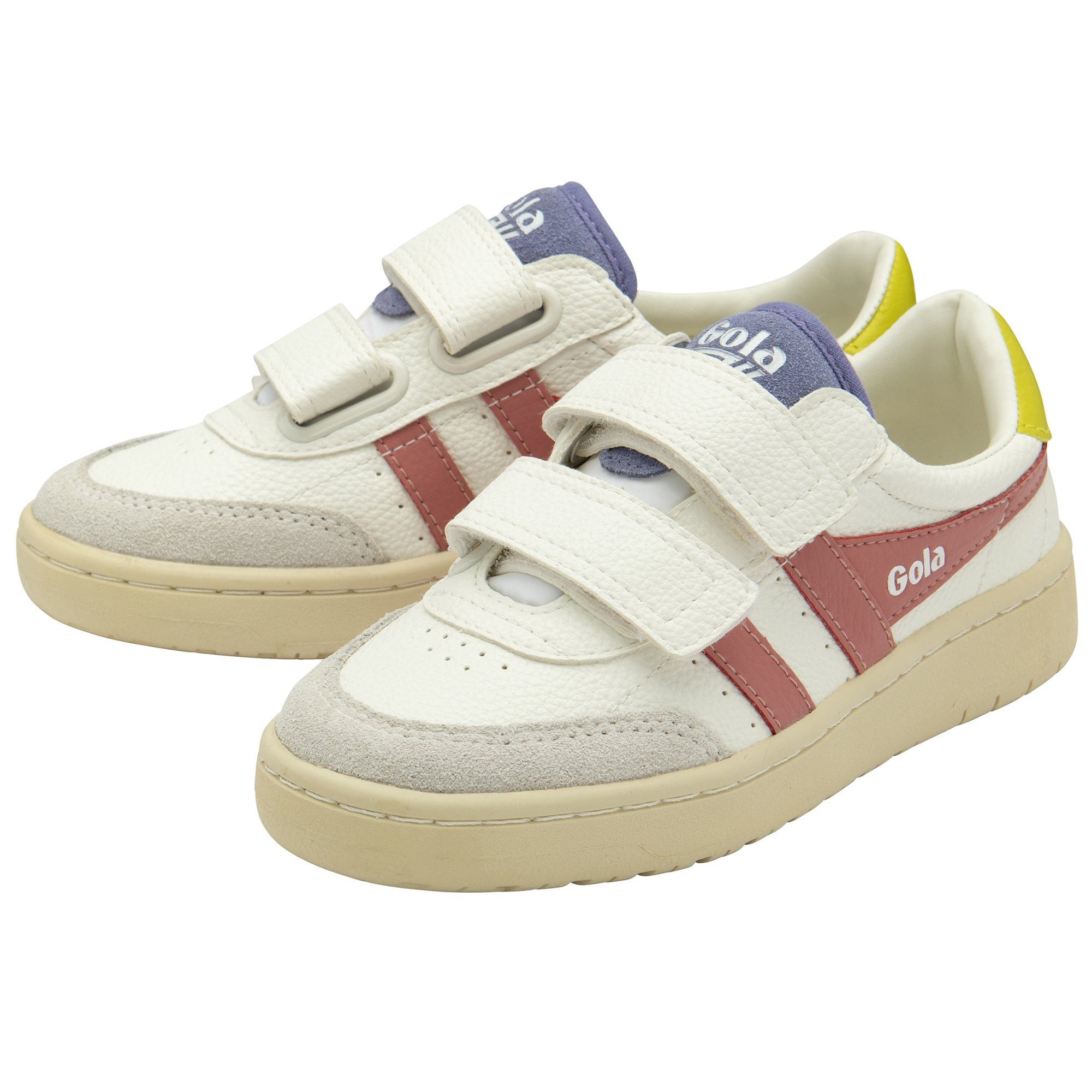 Falcon 2025 (PU,Klettverschluss) weiss/rosa/gelb Kinder Sneaker