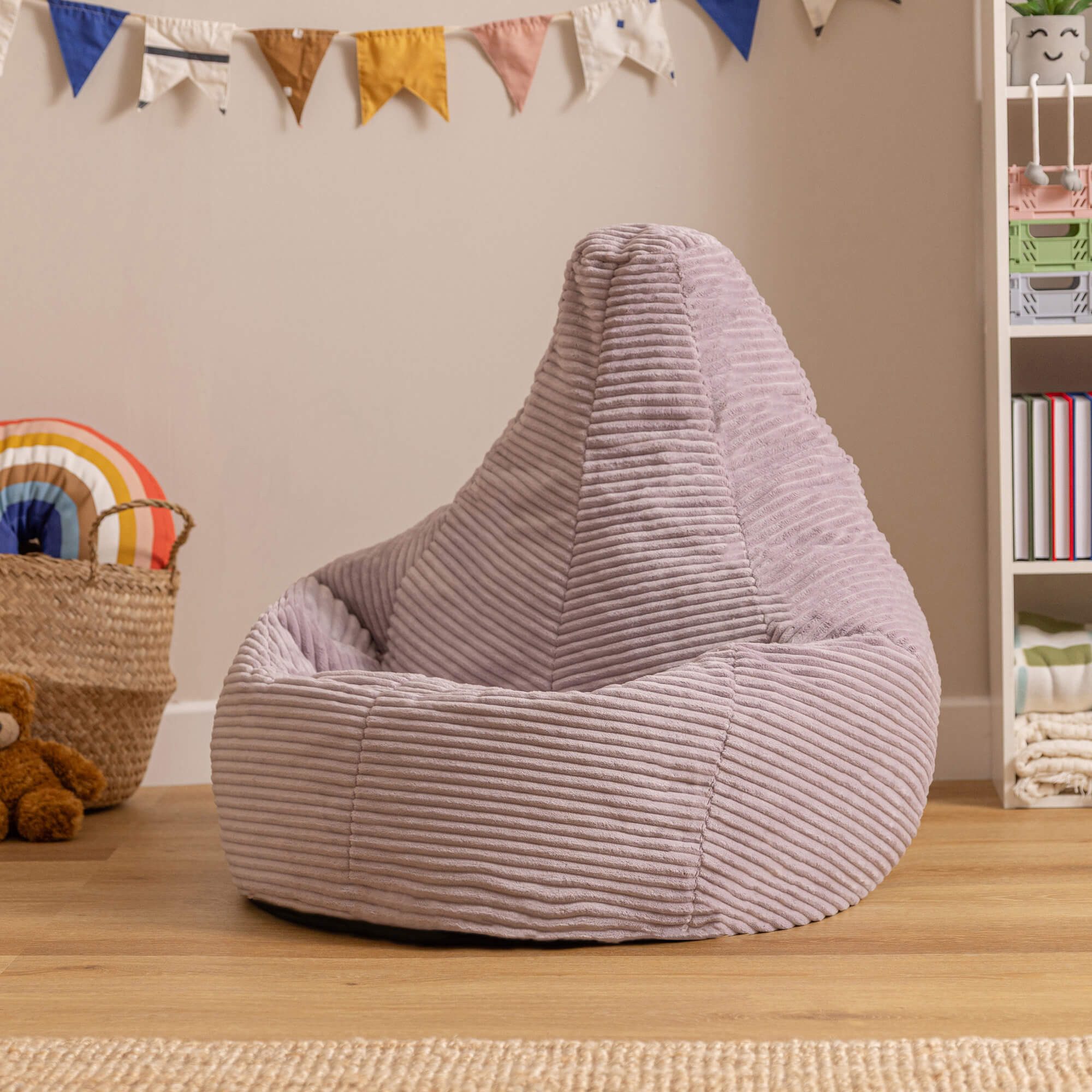 icon Sitzsack Kinder Sessel aus Cord Flauschig „Dalton", 69x59x65cm, Made in Germany, für Kinderzimmer, mit Füllung – Bild 2 von 5