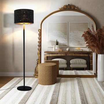 ZMH Stehlampe Modern Wohnzimmer Stehleuchte aus Stoff mit E27, LED wechselbar, Schwarz-Gold