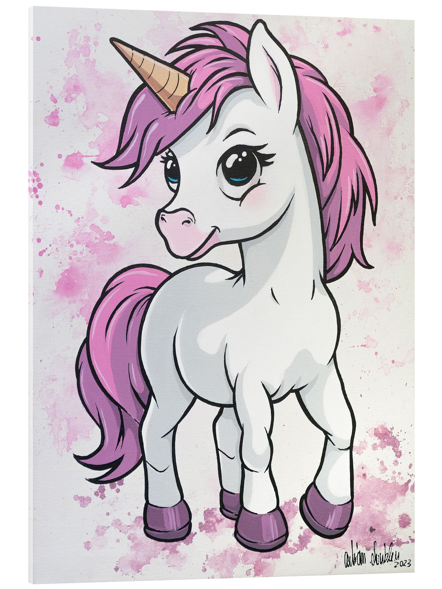 Posterlounge Wandbild Kleines Einhorn, A.DOUBLE.U, erhältlich als Poster, Leinwandbild, Wandsticker oder Acrylglasbild