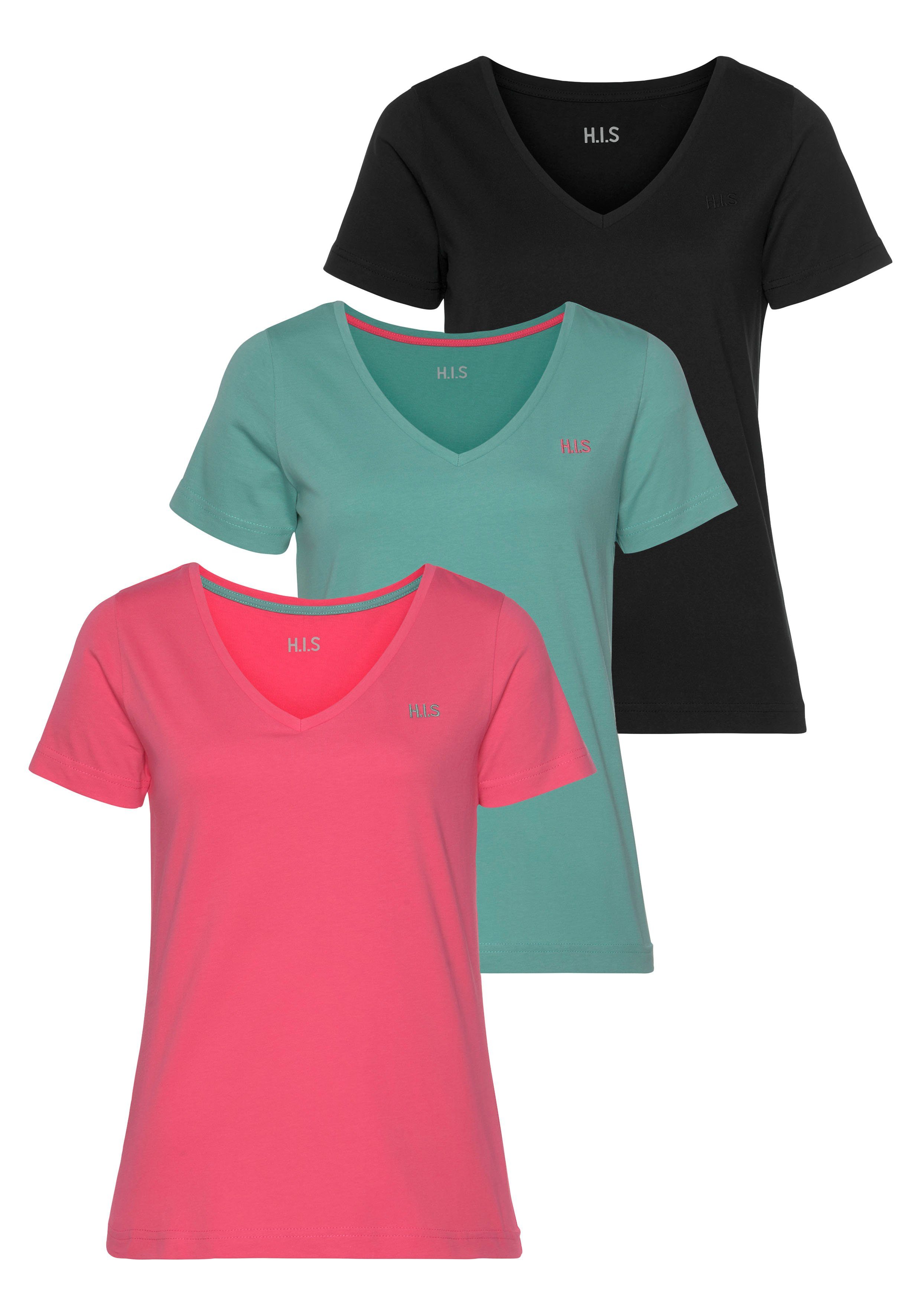 H.I.S T-Shirt Essential-Basics (Spar-Set, 3er-Pack) hüftlange günstig online kaufen