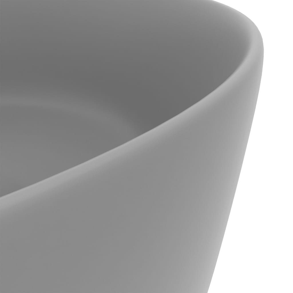 vidaXL Waschbecken NA Waschbecken Badezimmer Aufsatzwaschbecken Rund Matt Hellgrau 40x15