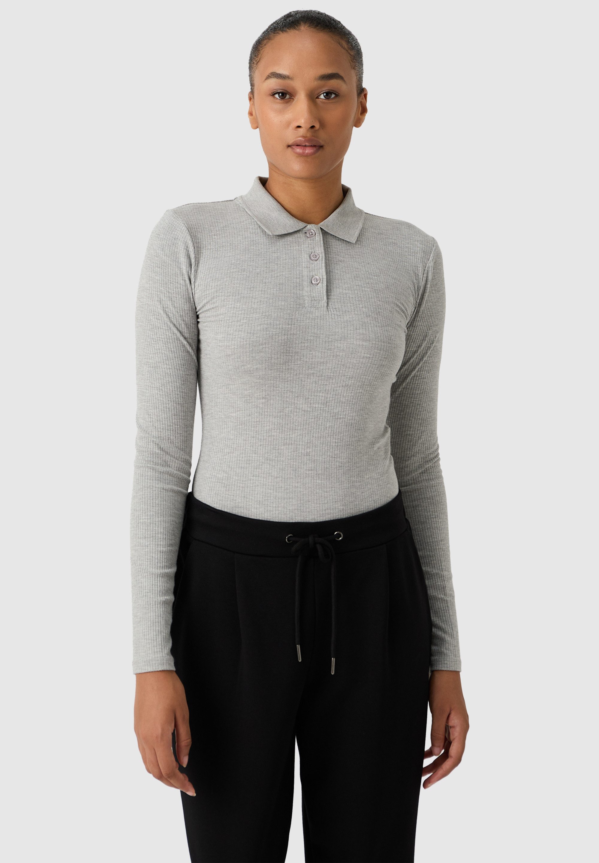 Les Lunes Langarmbody AYAA Stringtanga, Druckknöpfe, funktionielle Knopfleiste am Hals