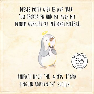 Mr. & Mrs. Panda Grußkarte Pinguin Kommunion - Grau Pastell - Geschenk, Geburtstagskarte, Grußka, Hochwertiger Karton