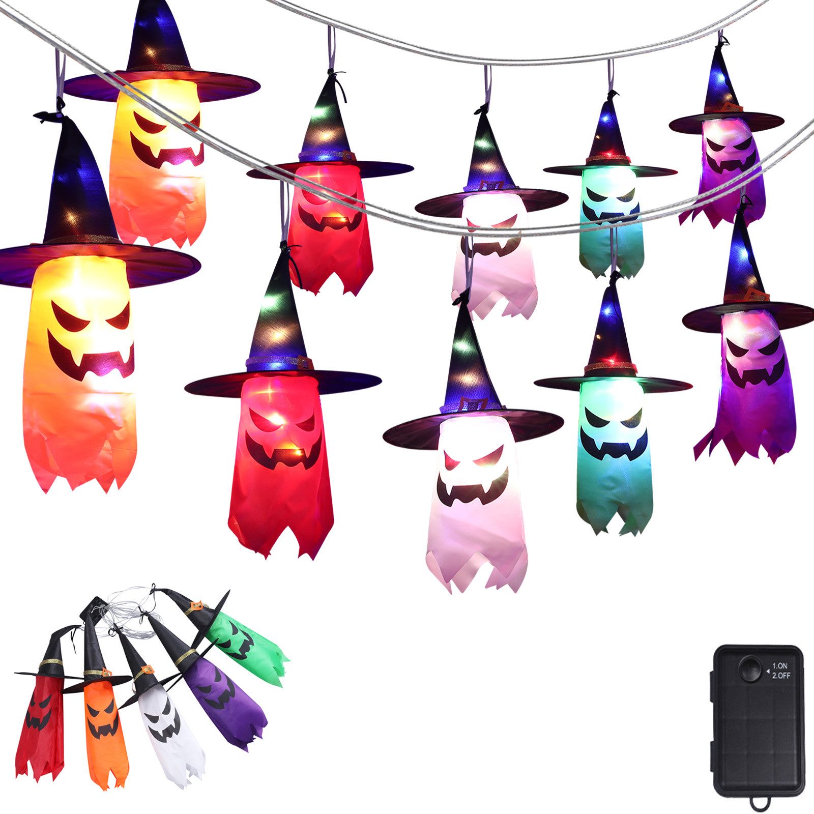 MUPOO Dekohänger Halloween LED-Lichterkette Geister 45cm günstig online kaufen