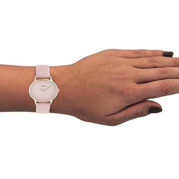 OOZOO Quarzuhr Oozoo Damen Armbanduhr rosa Analog, (Analoguhr), Damenuhr rund, extra groß (ca. 38x31mm) Lederarmband, Fashion-Style