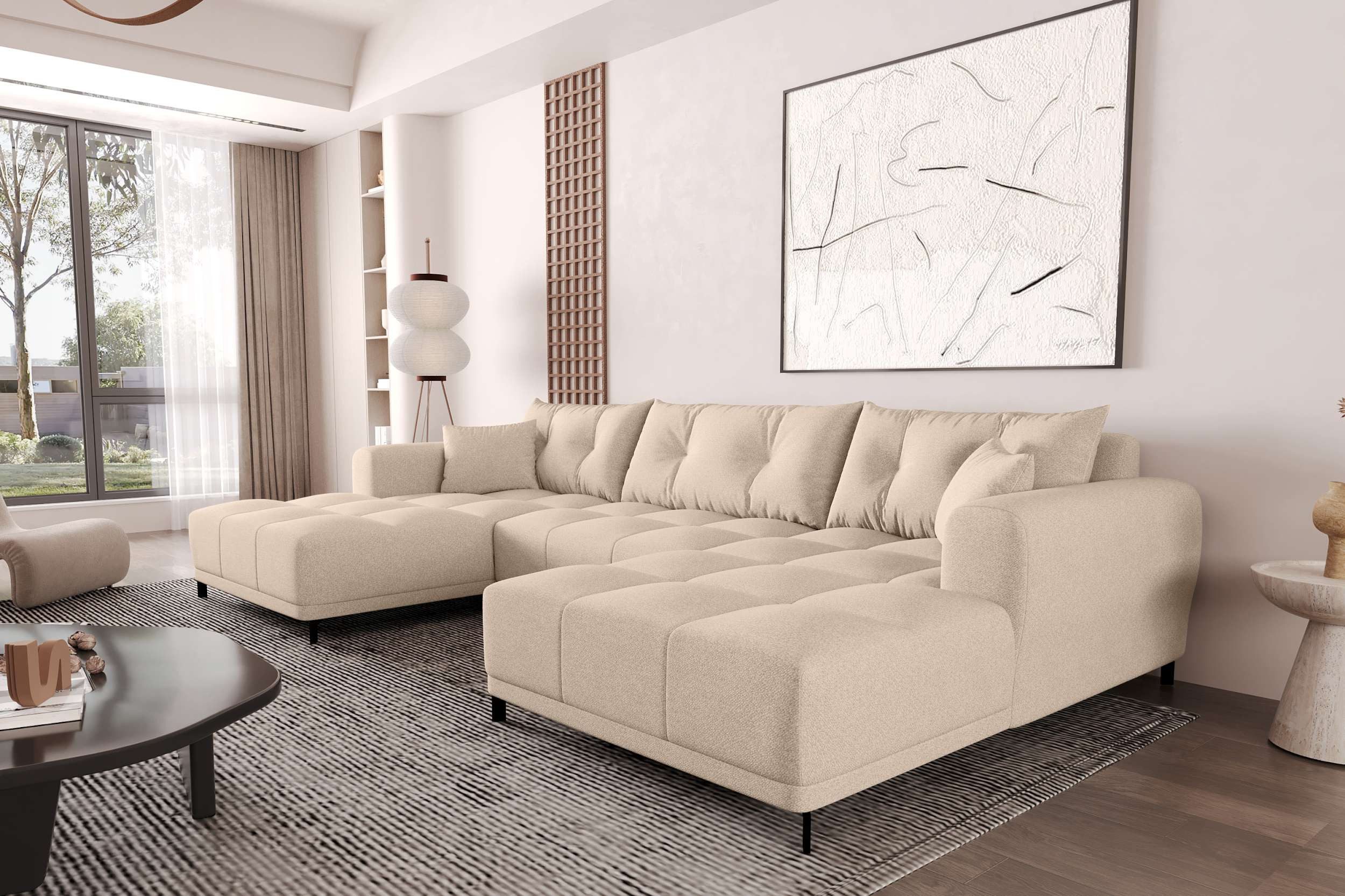 99rooms Wohnlandschaft Massimo, Sofa, U-Form, mit Schlaffunktion, Rundumbez günstig online kaufen
