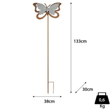 Moritz Gartenstecker Windspiel Schmetterling Gartenfigur Gartedekoration Gartenstab Dekostab Metall Erdspieß