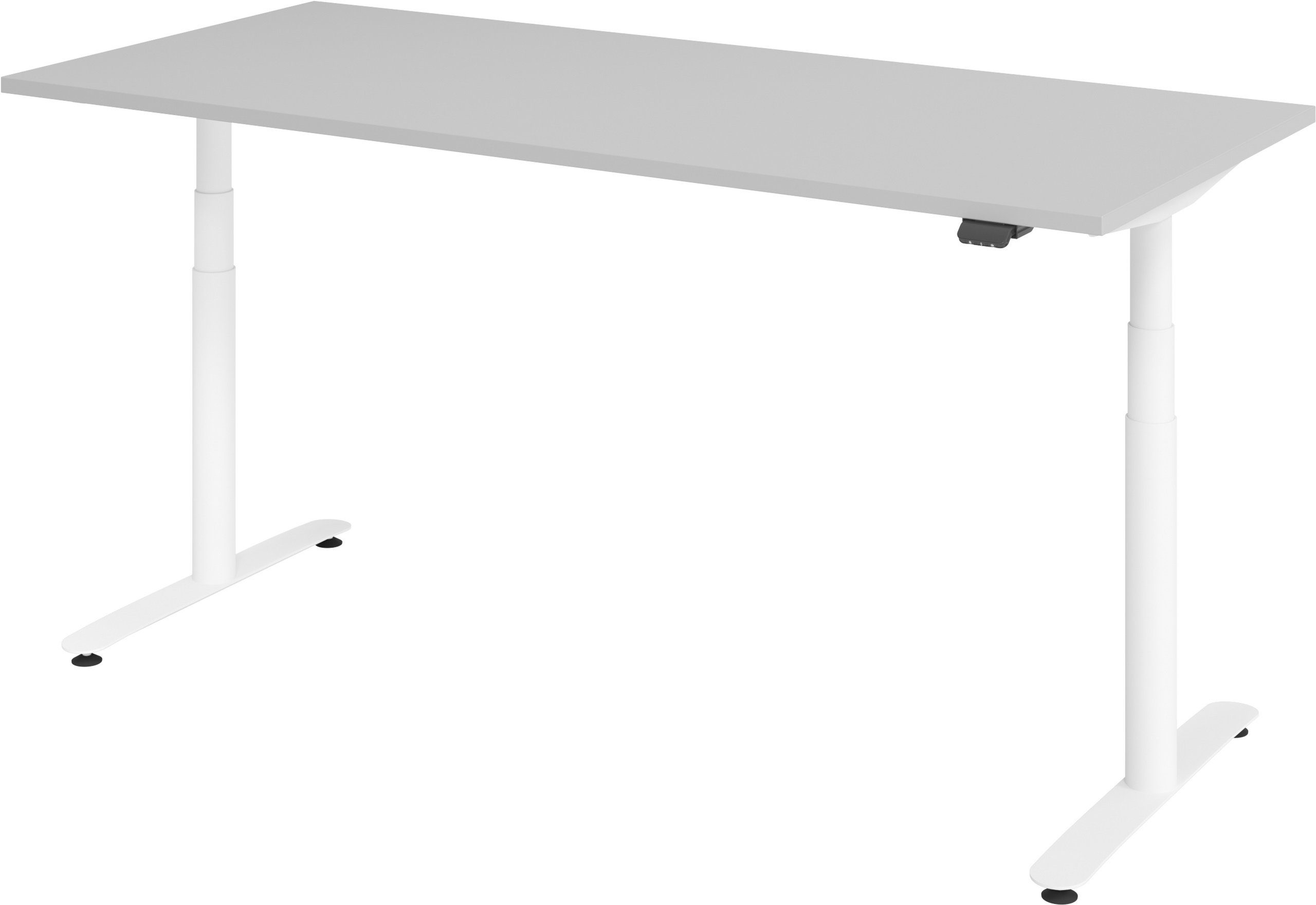 bümö Schreibtisch Schreibtisch elektrisch Bluetooth & App XDLR, Rechteck: 180 x 80 cm - Dekor: Grau - Gestell: Weiß