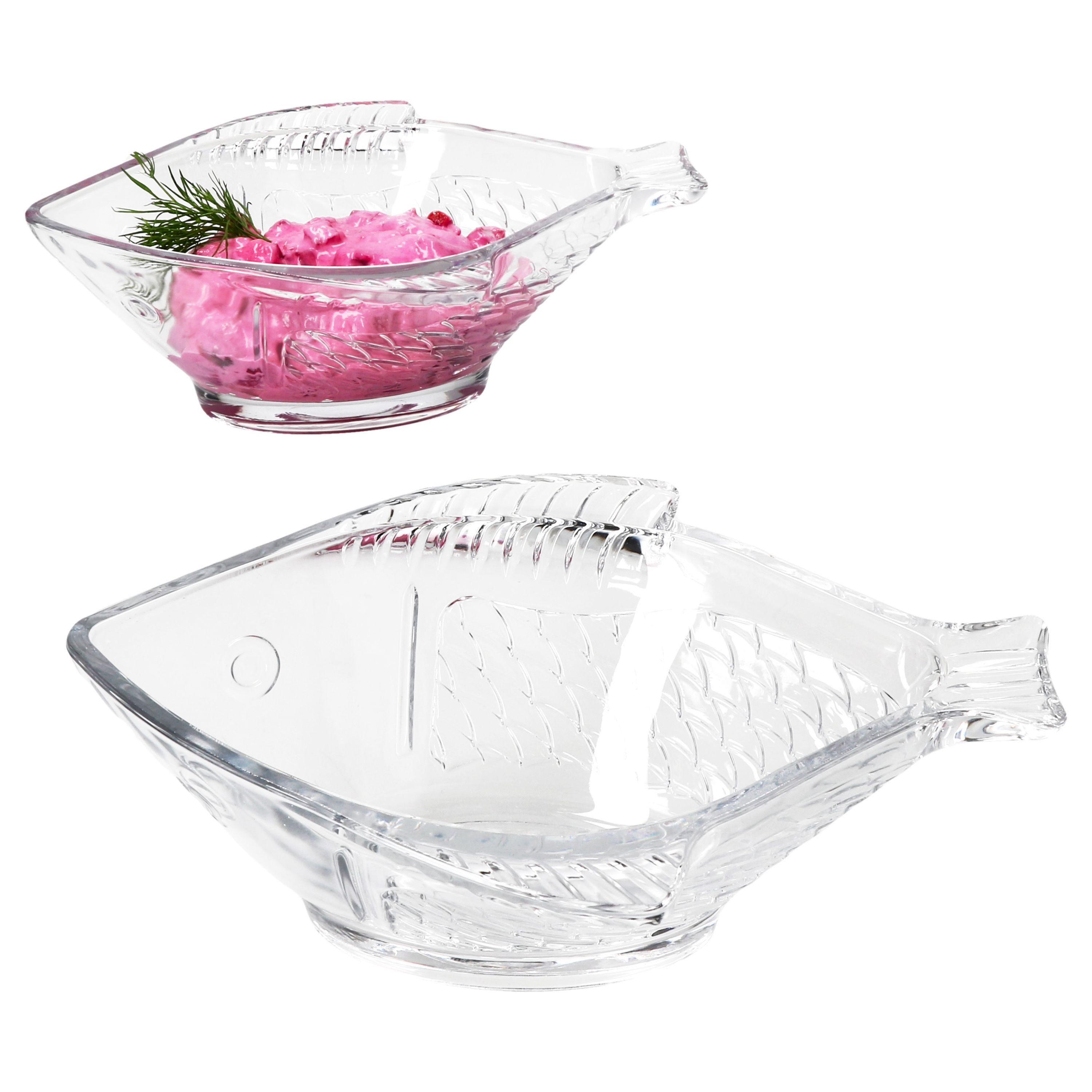 MamboCat Servierschale 2x Fischschale OSLO 20,5x15,5cm Glas Fisch-Relief Servier-Schüssel, Glas