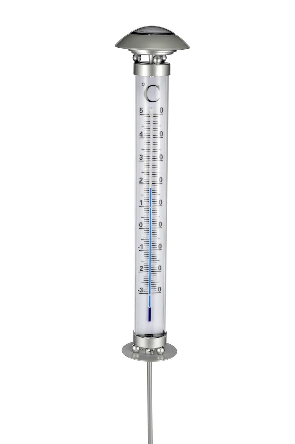 mucHome Gartenthermometer XXL Thermometer Solar Beleuchtung Außenthermometer Erdspieß 112 cm