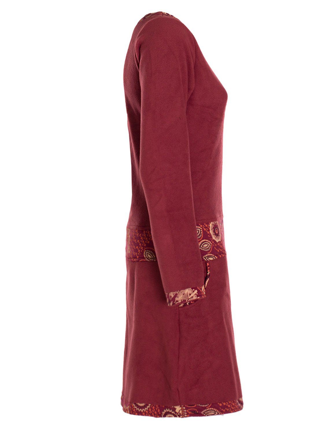 Vishes Midikleid Extra warmes Winterkleid Damen Langarm Kleider Sweatkleid Fleece Elfen, Hippe, Boho, Goa Style