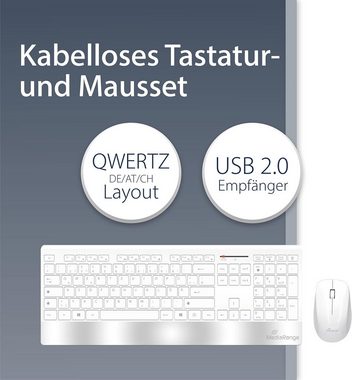 Mediarange kabelloses Set Highline Serie, deutsches QWERTZ Layout Tastatur- und Maus-Set, 2.0 Empfänger, spritzwassergeschützt & höhenverstellbar