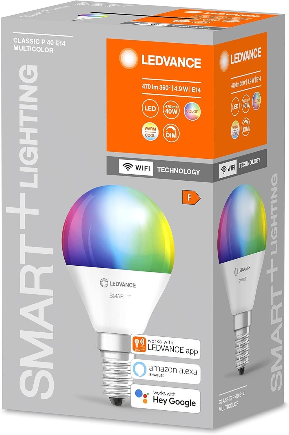 Ledvance LED-Leuchtmittel Smarte WiFi E14, ‎Rgb RGBW, mit Dimmbar, Mattiert Technologie, LED-Lampe Änderbar, Farben
