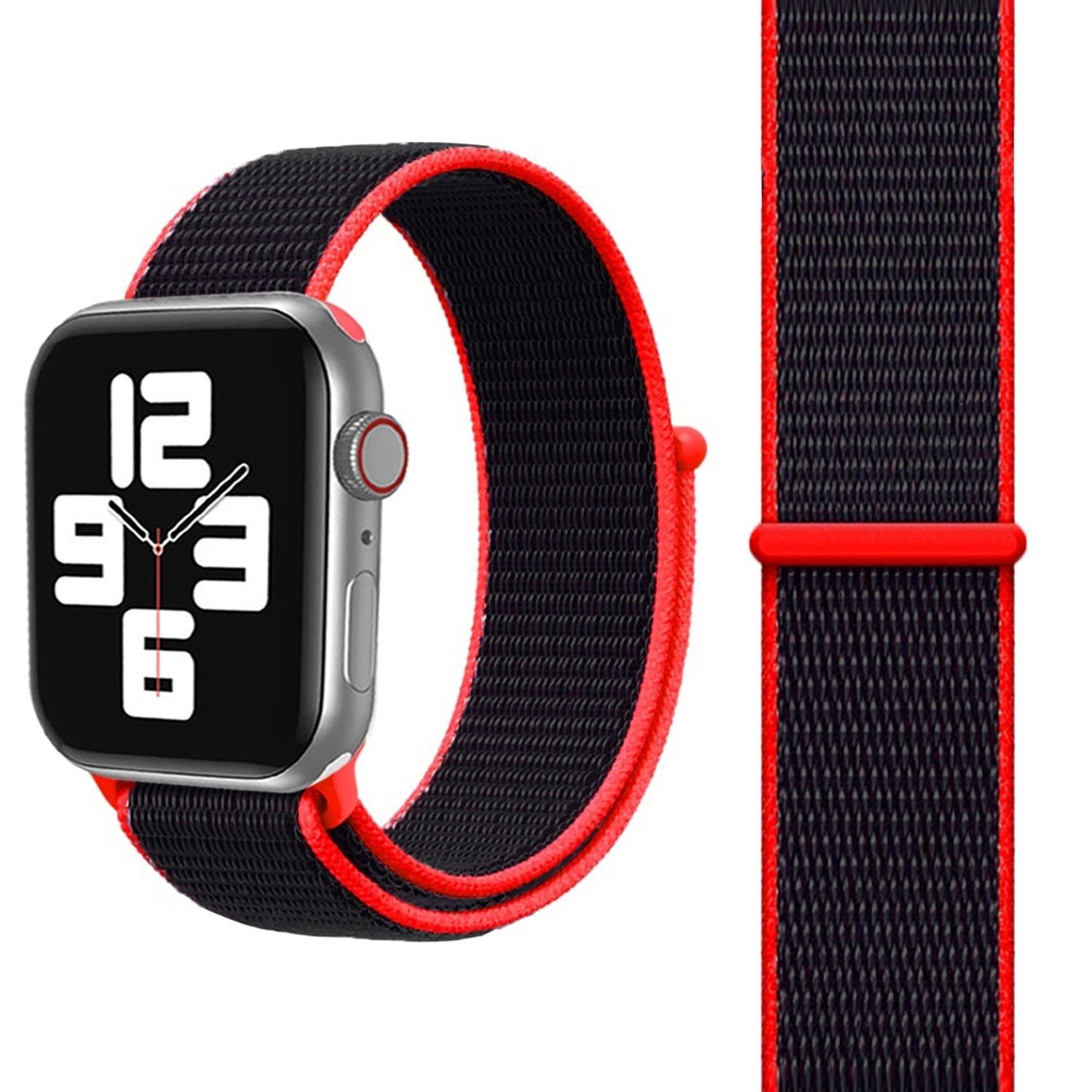 Sport Band Design 45 42 Arm mm mm, mm 44 König Schwarz Smartwatch-Armband Armband Loop / Nylon Rot /