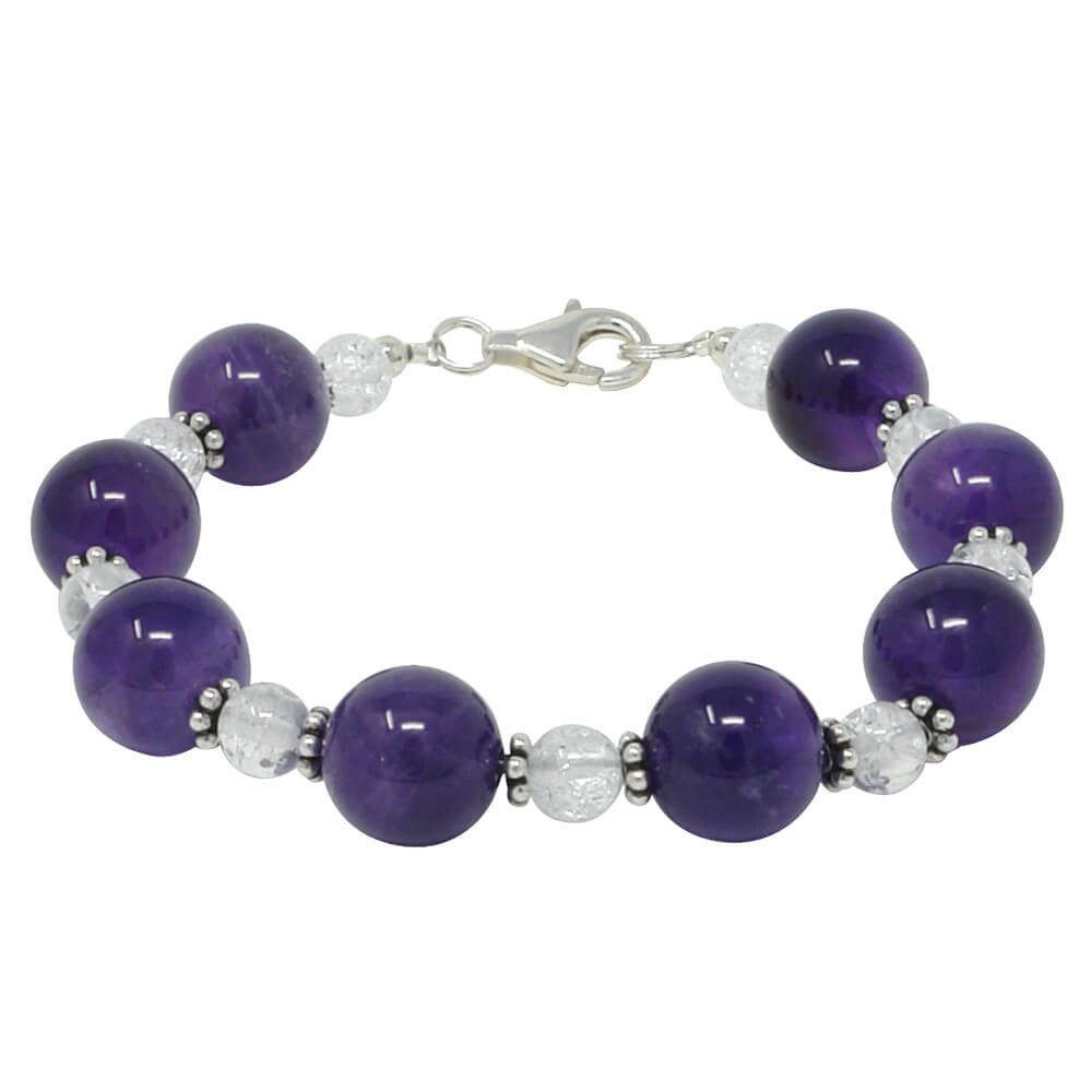 Schmuck Krone Silberarmband Armband, Amethyst & Bergkristall, 925 Silber, 20,5cm, Silber 925