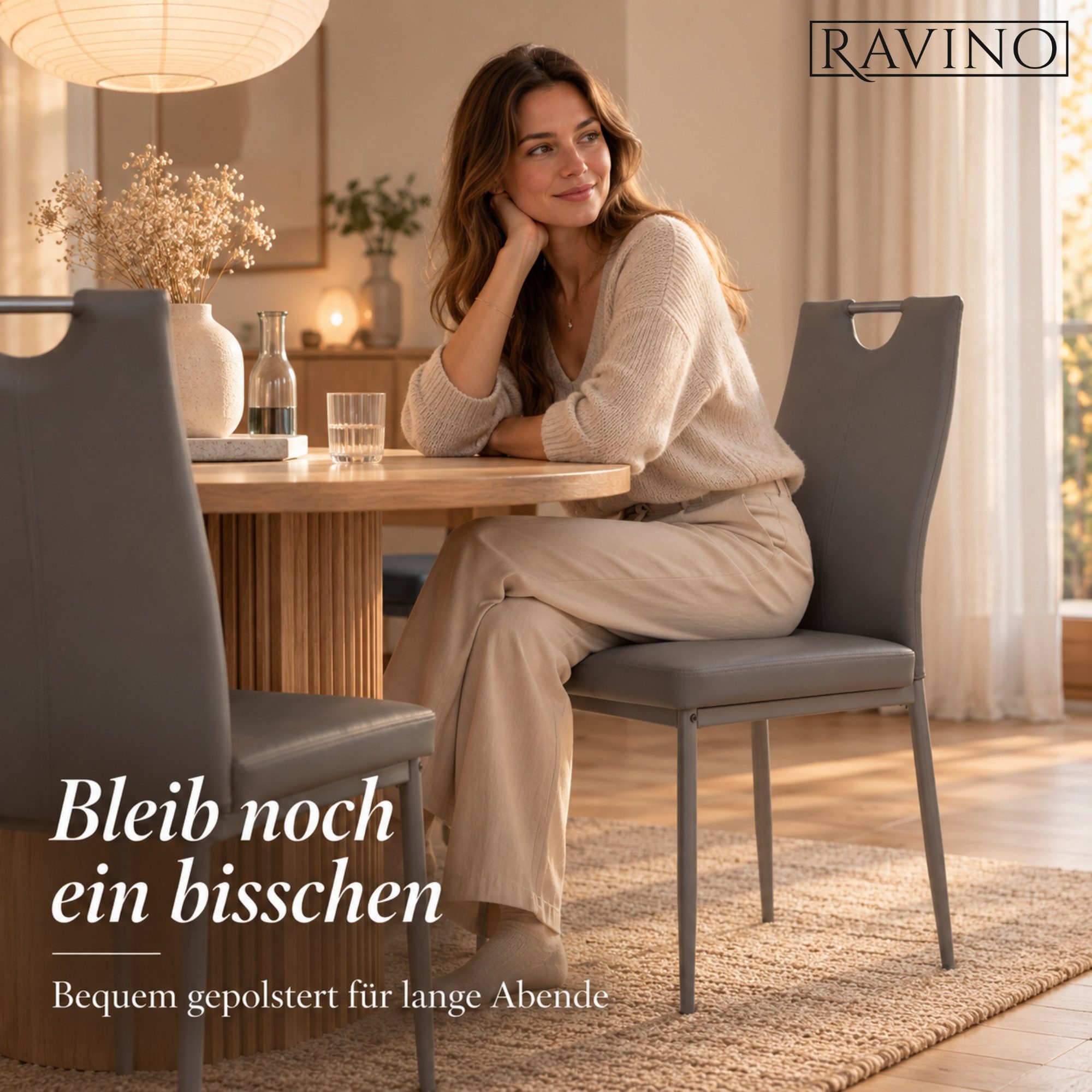Albatros International Esszimmerstuhl Esszimmer Stühle 4 er Set SALERNO, Stuhl Stühle Esszimmerstühle, Küche (4er Set, Grau, Kunstleder Bezug), Küchenstuhl Küch – Bild 3 von 5