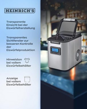 Heinrich´s Eiswürfelmaschine HEM 8844, Eiswürfelbereiter, 3 einstellbare Größen, Timerfunktion, 150 W