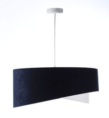 Licht-Erlebnisse Pendelleuchte MARLON, ohne Leuchtmittel, Wohnzimmer Weiß Marineblau E27 Ø 50 cm Stoff Metall Modern