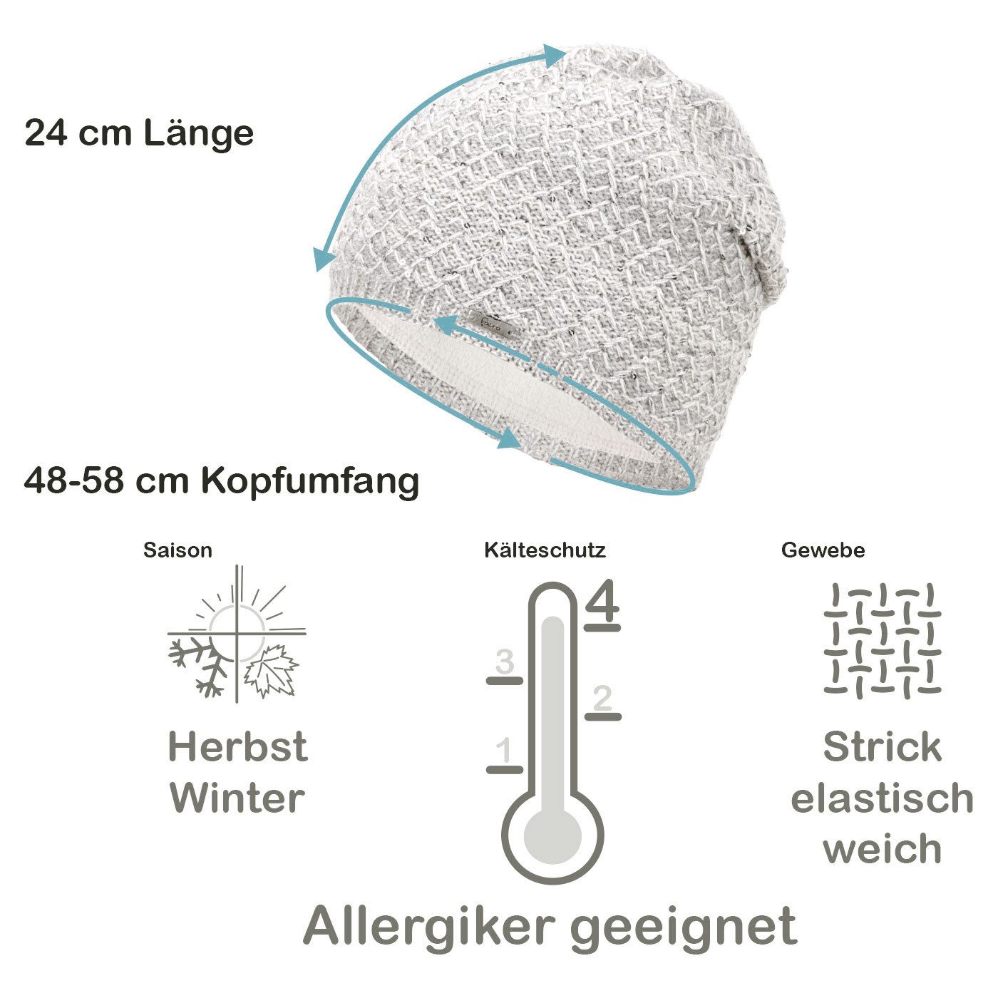 Faera Strickmütze Wintermütze Damen Mütze Beanie Haube gefüttert Strickmütze Damenmütze