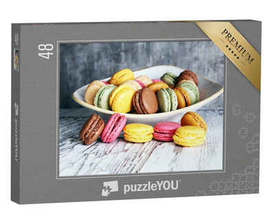 puzzleYOU Puzzle Süße und bunte französische Macarons, 48 Puzzleteile, puzzleYOU-Kollektionen Kuchen, Essen und Trinken