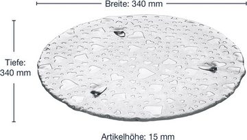 LEONARDO Servierplatte HEART, Glas, 34 cm mit Herzoptic, jedes Teil ein Unikat