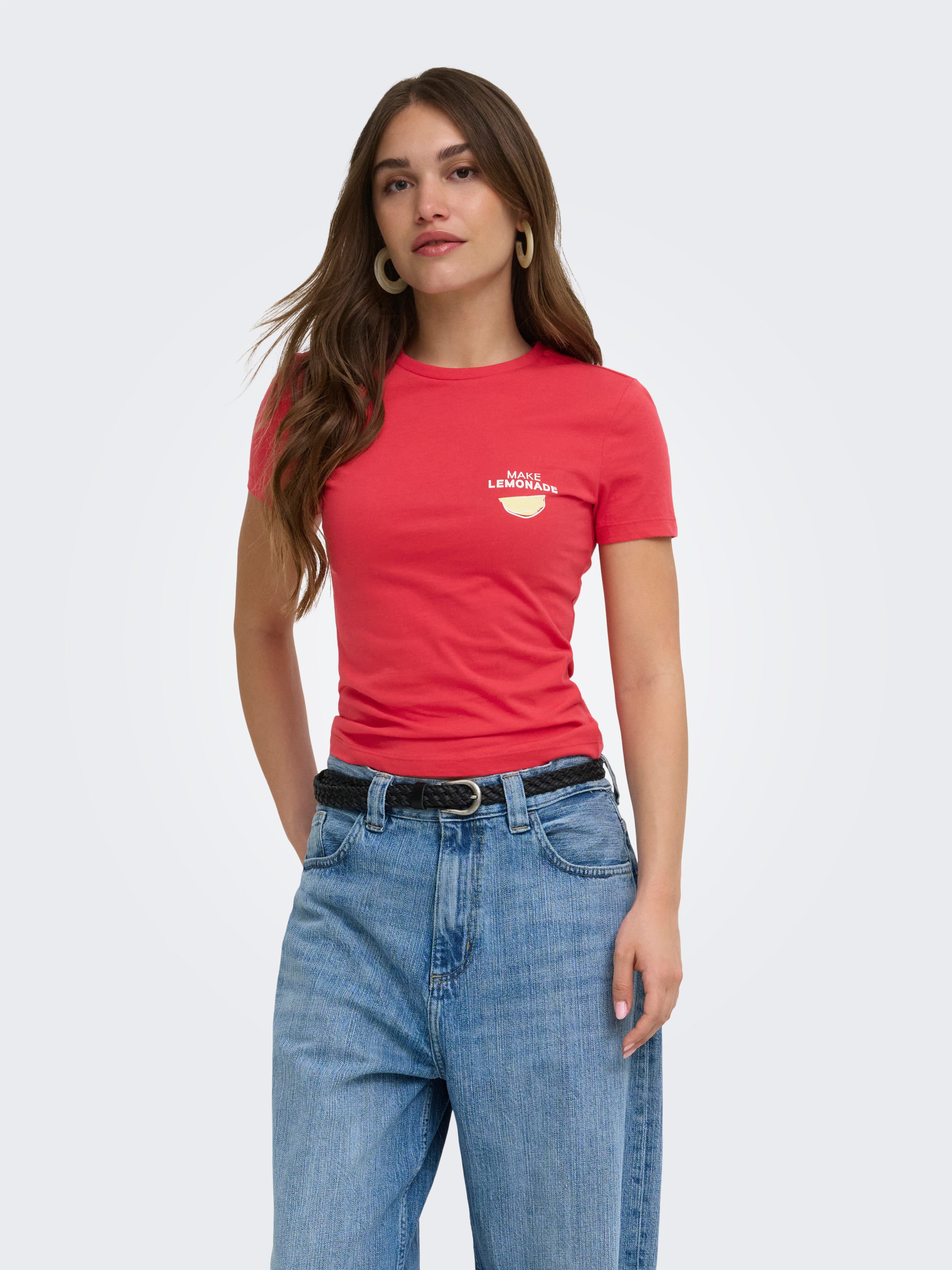 ONLY T-Shirt ONLVIVVI S/S TEE BOX JRS Baumwolle, Rundhals – Bild 3 von 5