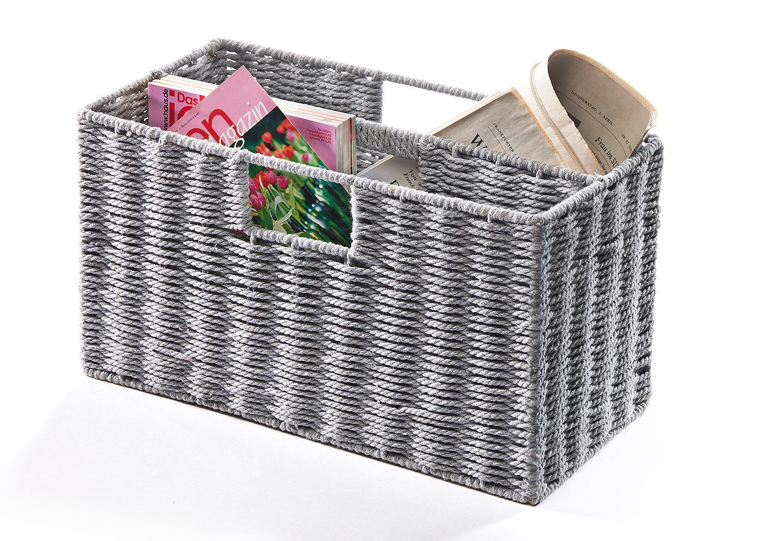 Kobolo Zeitungsständer Zeitungskorb geflochten aus Baumwolle zwei Fächer günstig online kaufen