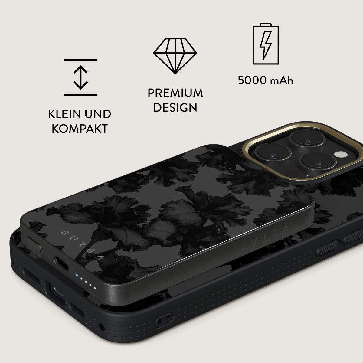 BURGA Burga Magnetische Powerbank 5.000 mAh - MagSafe und Qi2 - Nocturnal / Powerbank (1 St)